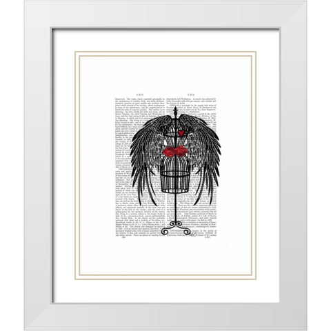 Mannequin With Black Wings White Modern Wood Framed Art Print with Double Matting by Fab Funky