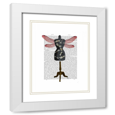 Dragonfly Mannequin White Modern Wood Framed Art Print with Double Matting by Fab Funky