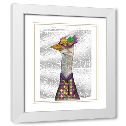 Mardi Gras Goose Harlequin Jacket White Modern Wood Framed Art Print with Double Matting by Fab Funky