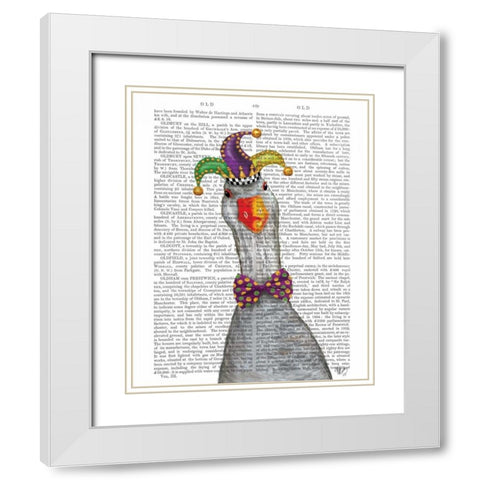 Mardi Gras Goose Jester Hat White Modern Wood Framed Art Print with Double Matting by Fab Funky