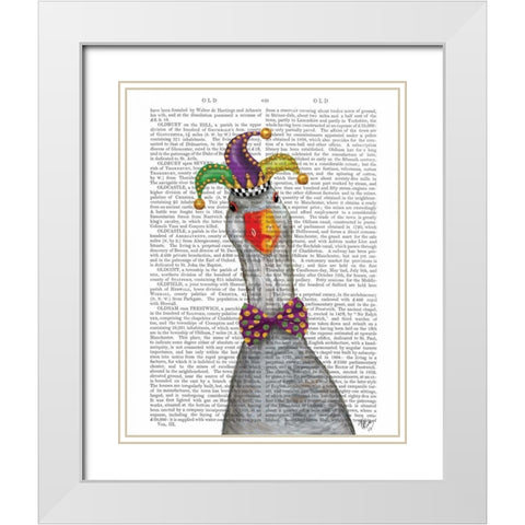 Mardi Gras Goose Jester Hat White Modern Wood Framed Art Print with Double Matting by Fab Funky