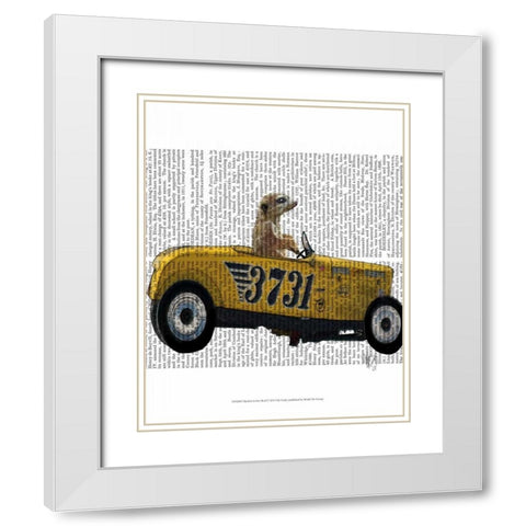 Meerkat in Hot Rod White Modern Wood Framed Art Print with Double Matting by Fab Funky