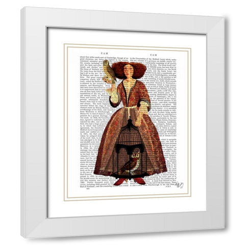 The Owl Lady White Modern Wood Framed Art Print with Double Matting by Fab Funky