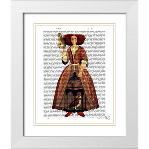 The Owl Lady White Modern Wood Framed Art Print with Double Matting by Fab Funky