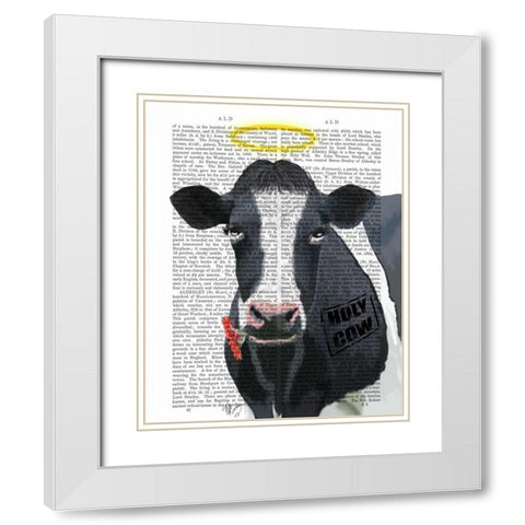 Holy Cow White Modern Wood Framed Art Print with Double Matting by Fab Funky