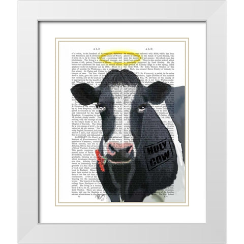 Holy Cow White Modern Wood Framed Art Print with Double Matting by Fab Funky