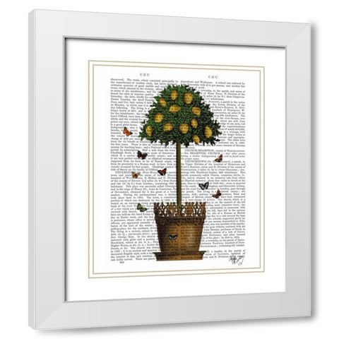 Lemon Tree White Modern Wood Framed Art Print with Double Matting by Fab Funky
