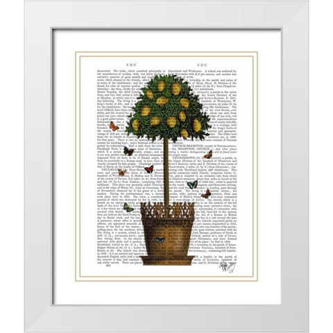 Lemon Tree White Modern Wood Framed Art Print with Double Matting by Fab Funky