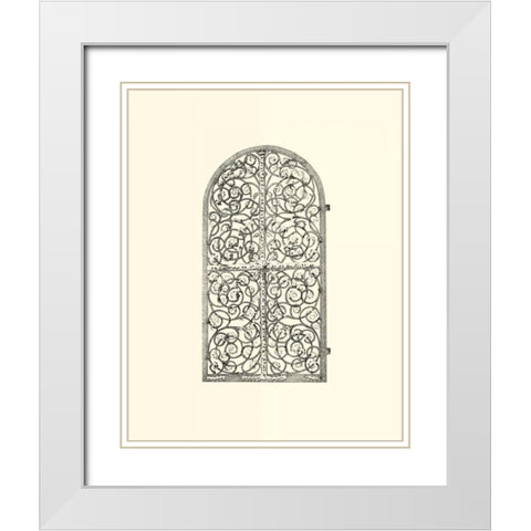 B-W Wrought Iron Gate VI White Modern Wood Framed Art Print with Double Matting by Unknown