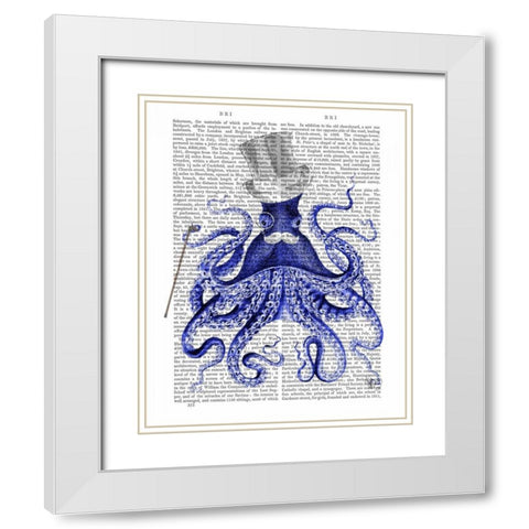 Octopus About Town White Modern Wood Framed Art Print with Double Matting by Fab Funky