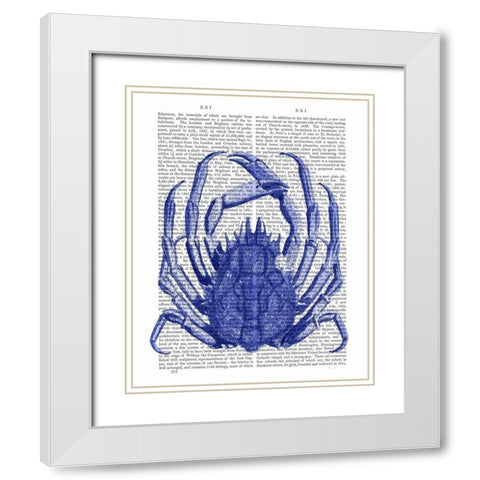 Blue Crab White Modern Wood Framed Art Print with Double Matting by Fab Funky
