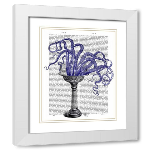 Octopus in Sink White Modern Wood Framed Art Print with Double Matting by Fab Funky