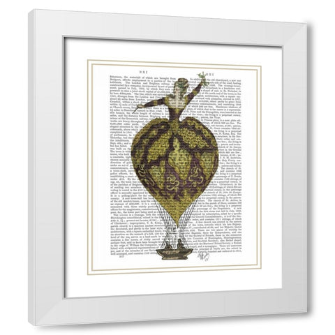 Hot Air Balloon Woman 1 White Modern Wood Framed Art Print with Double Matting by Fab Funky
