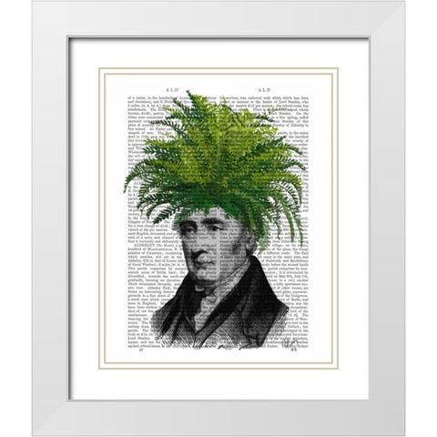 Fern Head Plant Head White Modern Wood Framed Art Print with Double Matting by Fab Funky