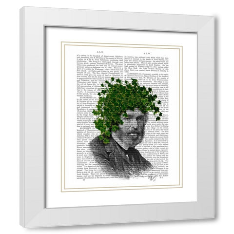 Ivy Head Plant Head White Modern Wood Framed Art Print with Double Matting by Fab Funky