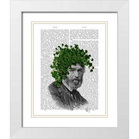 Ivy Head Plant Head White Modern Wood Framed Art Print with Double Matting by Fab Funky