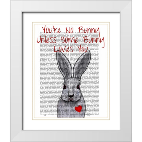 Youre No Bunny White Modern Wood Framed Art Print with Double Matting by Fab Funky