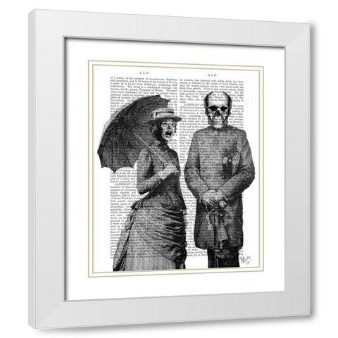 Screaming Woman and Skull White Modern Wood Framed Art Print with Double Matting by Fab Funky