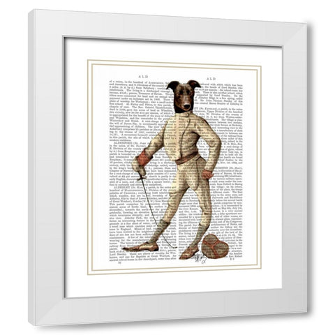Greyhound Fencer in Cream Full White Modern Wood Framed Art Print with Double Matting by Fab Funky