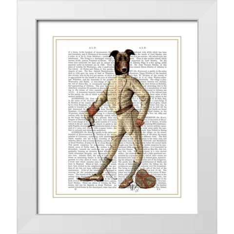 Greyhound Fencer in Cream Full White Modern Wood Framed Art Print with Double Matting by Fab Funky