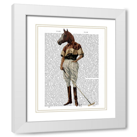 Polo Horse Full White Modern Wood Framed Art Print with Double Matting by Fab Funky