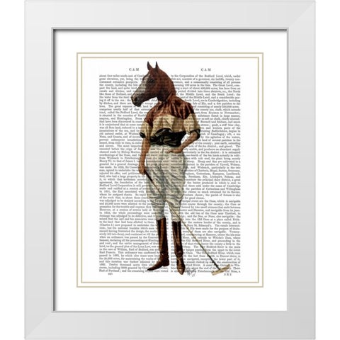 Polo Horse Full White Modern Wood Framed Art Print with Double Matting by Fab Funky
