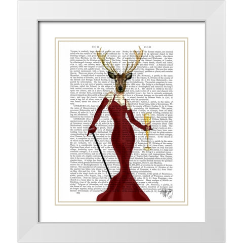 Glamour Deer in Marsala White Modern Wood Framed Art Print with Double Matting by Fab Funky