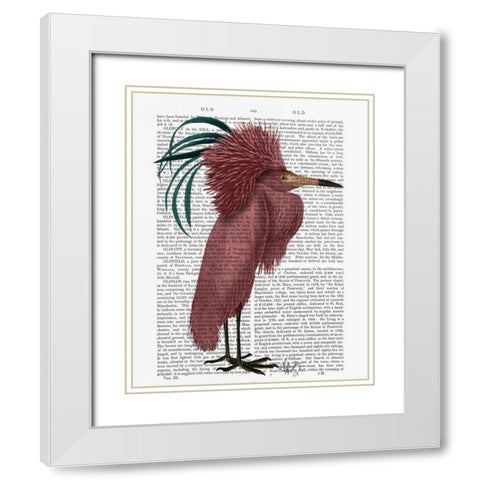 Crested Marsala Bird White Modern Wood Framed Art Print with Double Matting by Fab Funky