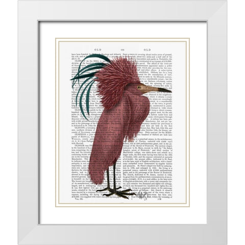 Crested Marsala Bird White Modern Wood Framed Art Print with Double Matting by Fab Funky