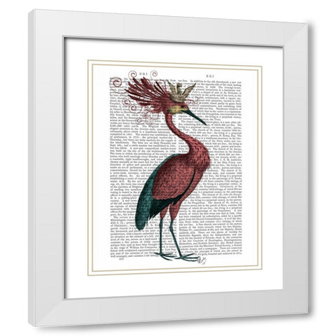Crowed Marsala Heron White Modern Wood Framed Art Print with Double Matting by Fab Funky