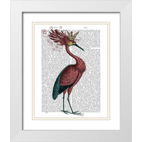 Crowed Marsala Heron White Modern Wood Framed Art Print with Double Matting by Fab Funky