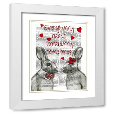 Everybunny White Modern Wood Framed Art Print with Double Matting by Fab Funky