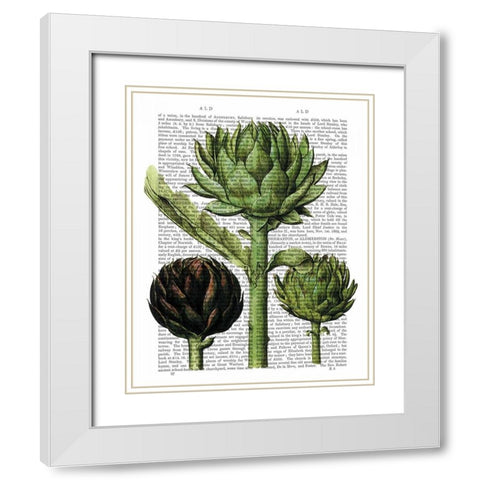 Globe Artichoke Print 1 White Modern Wood Framed Art Print with Double Matting by Fab Funky