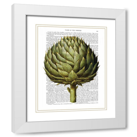 Globe Artichoke Print 2 White Modern Wood Framed Art Print with Double Matting by Fab Funky