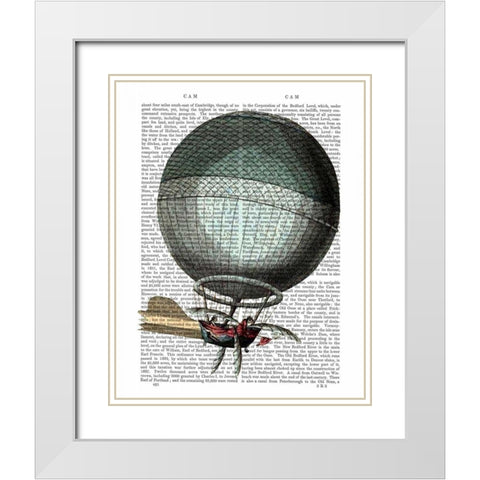Blanchard Vintage Hot Air Balloon White Modern Wood Framed Art Print with Double Matting by Fab Funky