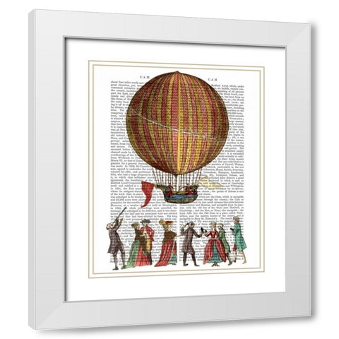 Hot Air Balloon And People White Modern Wood Framed Art Print with Double Matting by Fab Funky