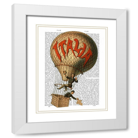 Italia Hot Air Balloon White Modern Wood Framed Art Print with Double Matting by Fab Funky