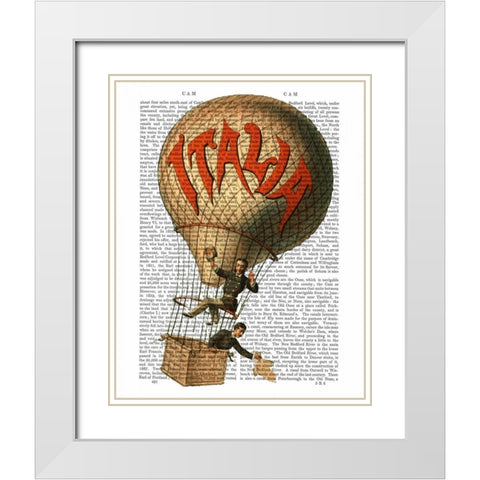 Italia Hot Air Balloon White Modern Wood Framed Art Print with Double Matting by Fab Funky