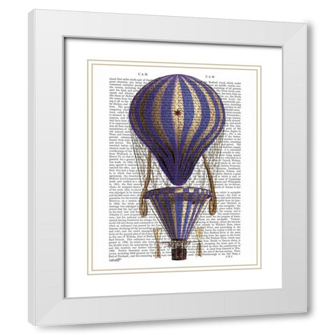 Tiered Hot Air Balloon Blue White Modern Wood Framed Art Print with Double Matting by Fab Funky