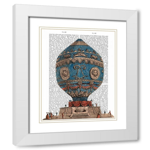 Montgolfier Aerostatique Hot Air Balloon White Modern Wood Framed Art Print with Double Matting by Fab Funky