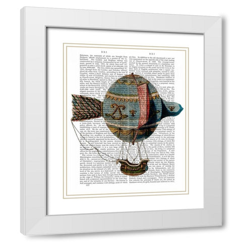 Hot Air Balloon With Tail Feather White Modern Wood Framed Art Print with Double Matting by Fab Funky