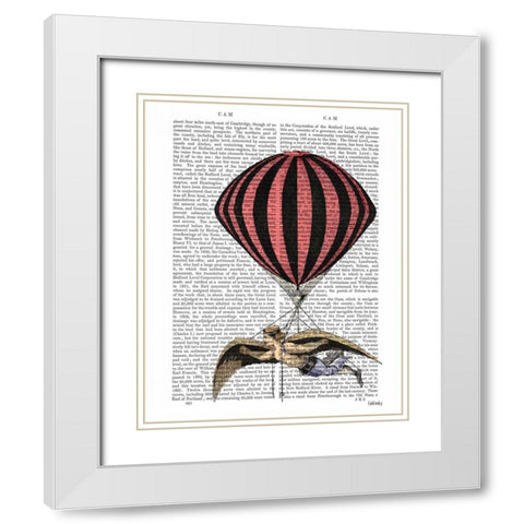Vintage Flying Machine White Modern Wood Framed Art Print with Double Matting by Fab Funky