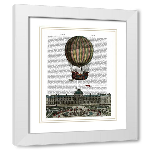 Airship Over City White Modern Wood Framed Art Print with Double Matting by Fab Funky