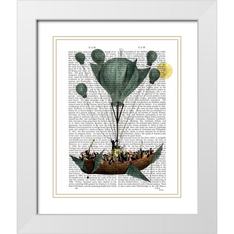 Diligenza Per La Luna White Modern Wood Framed Art Print with Double Matting by Fab Funky