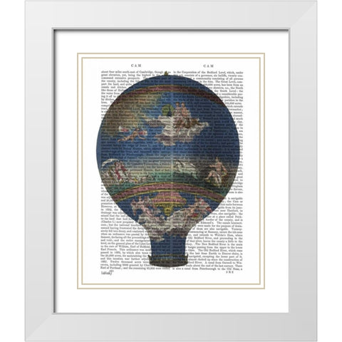 Machine Aerostatique Hot Air Balloon White Modern Wood Framed Art Print with Double Matting by Fab Funky