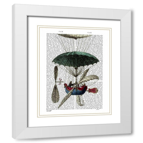 Place Du Louvre Hot Air Balloon White Modern Wood Framed Art Print with Double Matting by Fab Funky