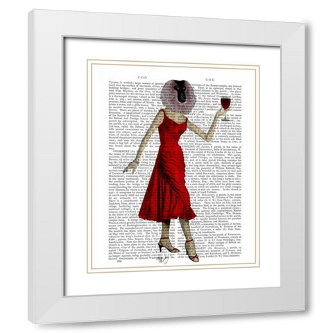 Monkey with Wine White Modern Wood Framed Art Print with Double Matting by Fab Funky