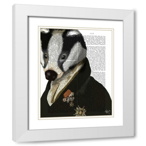 Badger the Hero White Modern Wood Framed Art Print with Double Matting by Fab Funky
