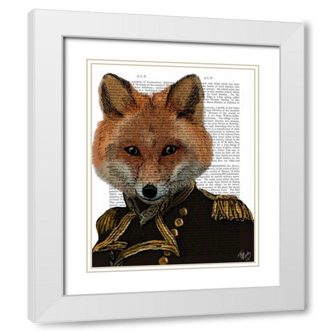 Admiral Fox Portrait White Modern Wood Framed Art Print with Double Matting by Fab Funky
