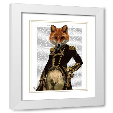 Admiral Fox Full White Modern Wood Framed Art Print with Double Matting by Fab Funky